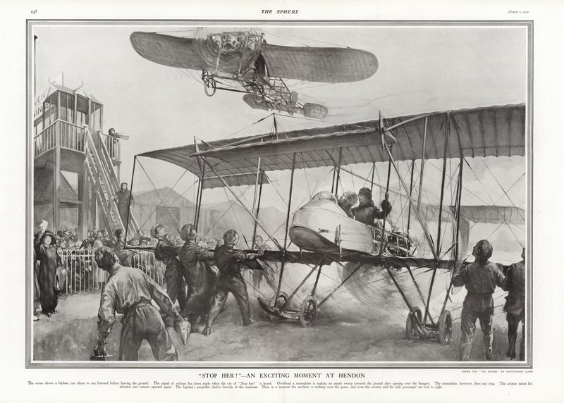 Quase acidente no Aeródromo de Hendon, 1913. de Addison Thomas Millar