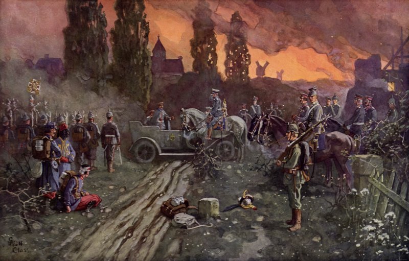 Encontro do Kaiser Wilhelm II e do príncipe herdeiro alemão, 2 de setembro de 1914 de Adolf Closs