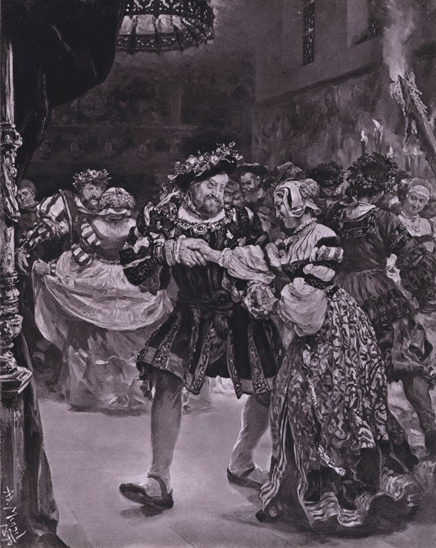 Cena do Rei Henrique VIII de Shakespeare (Acto I, Cena 4) (litho) de Adolph Friedrich Erdmann von (after) Menzel