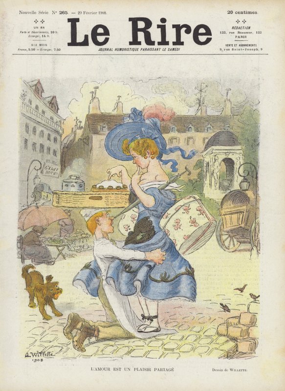 O amor é um prazer compartilhado. Ilustração para Le Rire de Adolphe Leon Willette