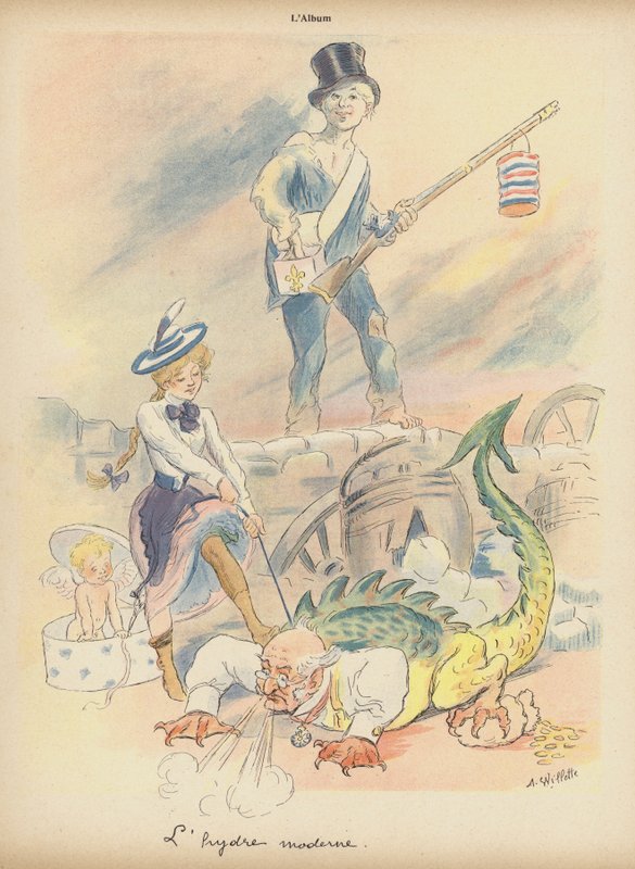 A Hydra Moderna (cor litho) de Adolphe Leon Willette