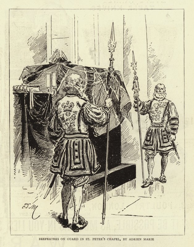Beefeaters na guarda na capela de São Pedro de Adrien Emmanuel Marie