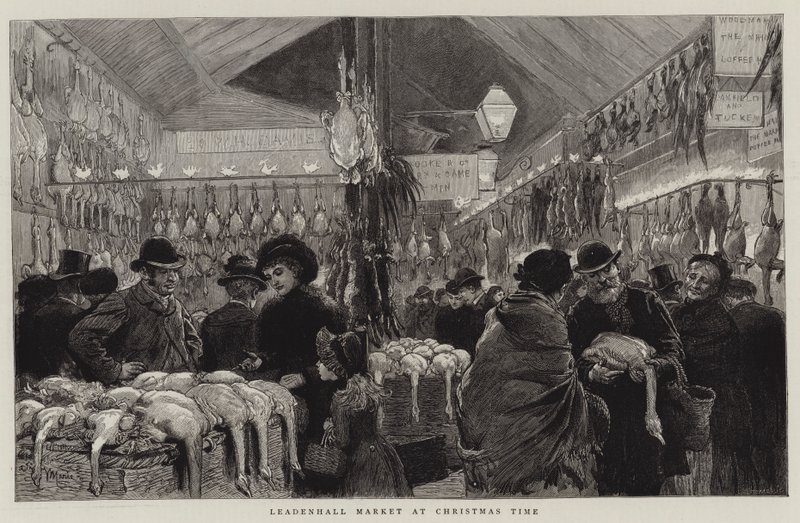 Mercado de Leadenhall na época do Natal de Adrien Emmanuel Marie
