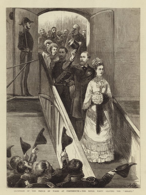 Recepção do Príncipe de Gales em Portsmouth, a Royal Party deixando o Serapis de Adrien Emmanuel Marie