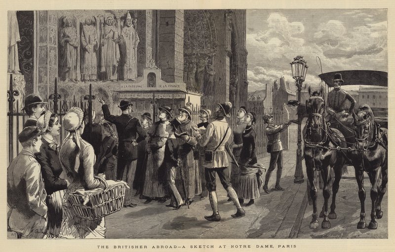 O Britisher no exterior, um esboço em Notre Dame, Paris de Adrien Emmanuel Marie