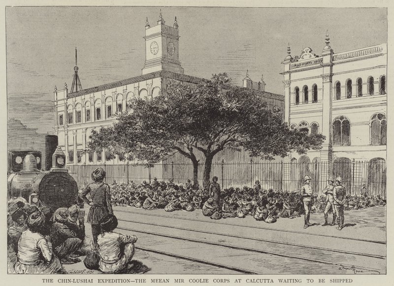 A Expedição Chin-Lushai, o Corpo Meean Mir Coolie em Calcutta esperando para ser enviado de Adrien Emmanuel Marie