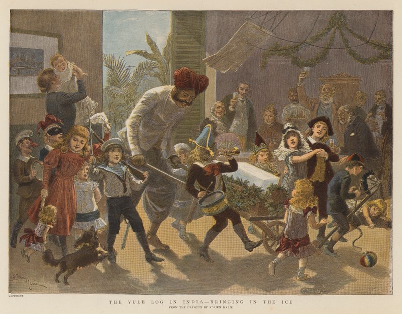 O registro de Yule na Índia, trazendo no gelo (chromolitho) de Adrien Emmanuel Marie