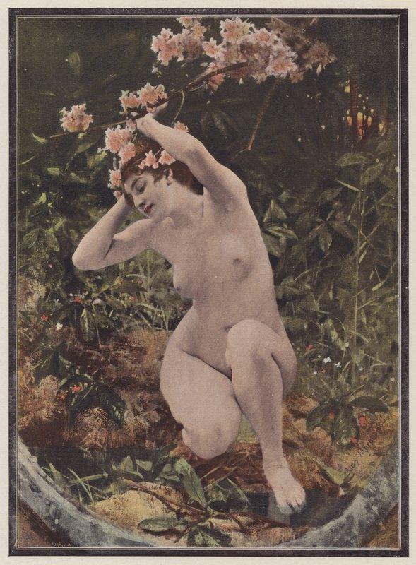 Dríade, ninfa de árvore da mitologia grega (lito colorido) de Aimé Nicolas Morot
