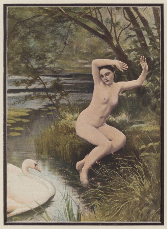 Leda, princesa espartana da mitologia grega (cor litho) de Albert (after) Aublet