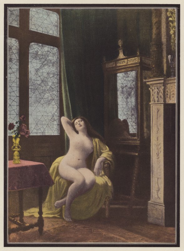 Mulher adormecida (lito colorido) de Albert (after) Aublet