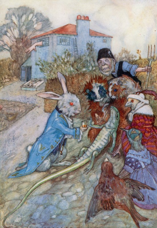 Ilustração para Alice no País das Maravilhas (cor litho) de Albert Edward Jackson