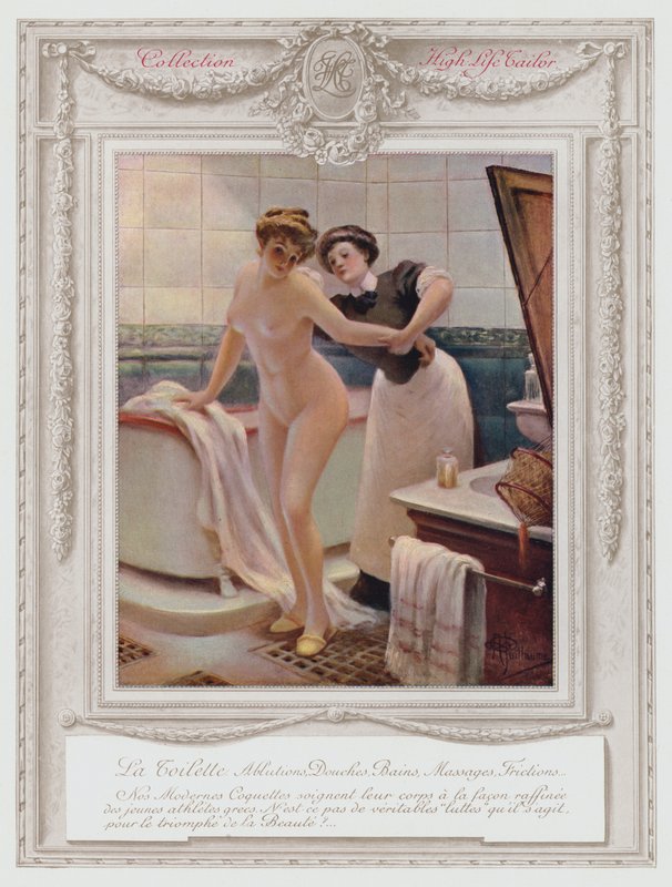 Belle Epoque Paris, senhora elegante tomando banho de Albert Guillaume