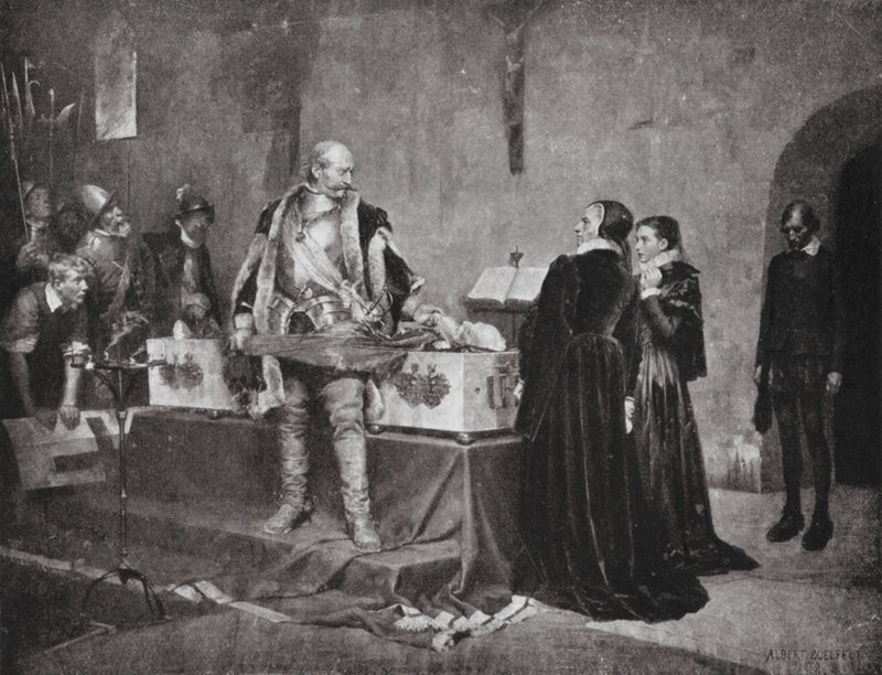 Duque Carlos insulta o cadáver do seu inimigo Fleming (litografia) de Albert Gustaf Aristides (after) Edelfelt