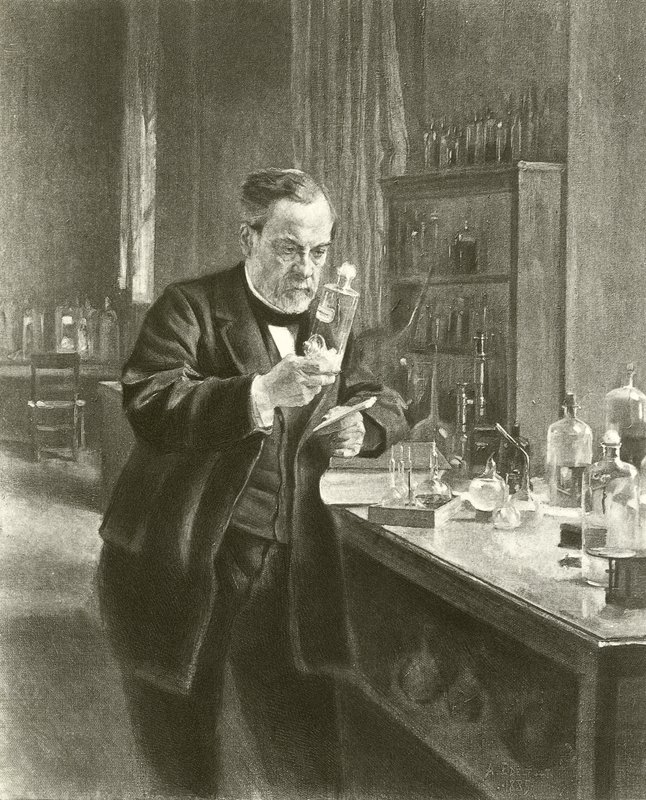 Dr. Louis Pasteur no seu laboratório (gravura) de Albert Gustaf Aristides Edelfelt
