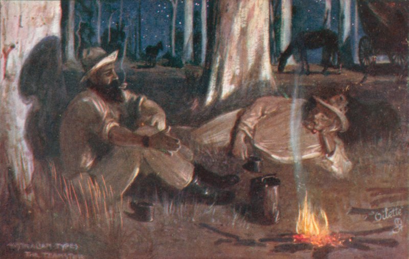 Tipos australianos: The Teamster (litografia a cores) de Albert Henry Fullwood