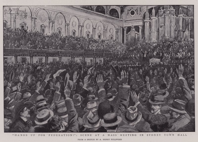 Mãos para a Federação !, Cena em uma reunião de massa na Câmara Municipal de Sydney de Albert Henry Fullwood