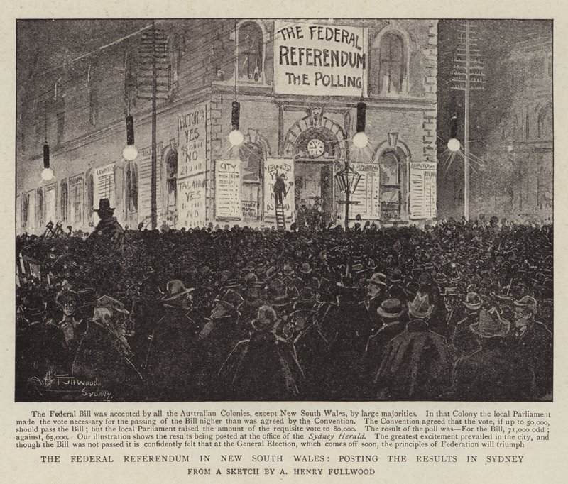 O referendo federal em New South Wales, postando os resultados em Sydney de Albert Henry Fullwood