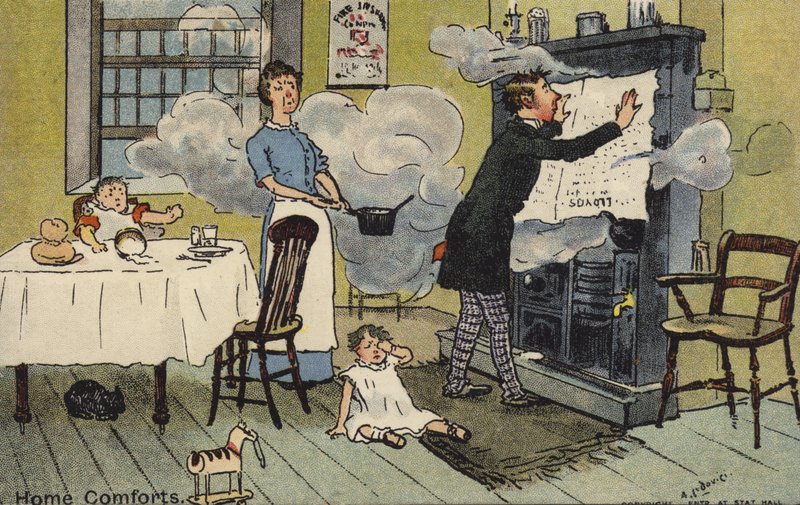 Desenho de uma família em um quarto cheio de fumaça de Albert Jnr. Ludovici