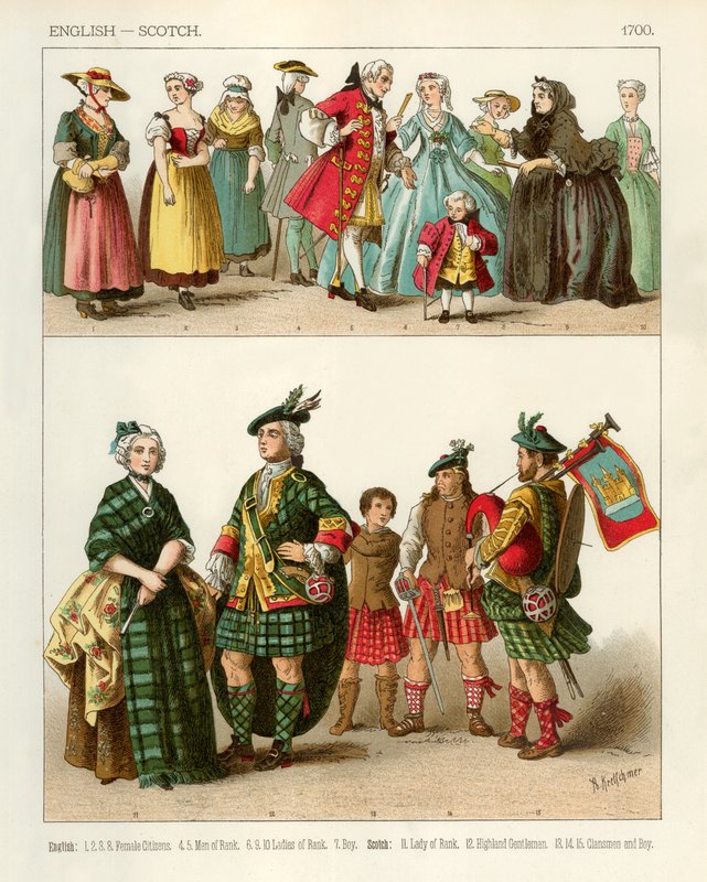 Trajes ingleses e escoceses 1700 de Albert Kretschmer