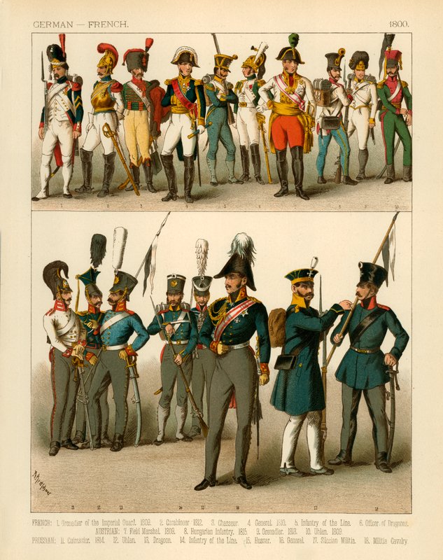 Trajes alemães e franceses 1800 de Albert Kretschmer