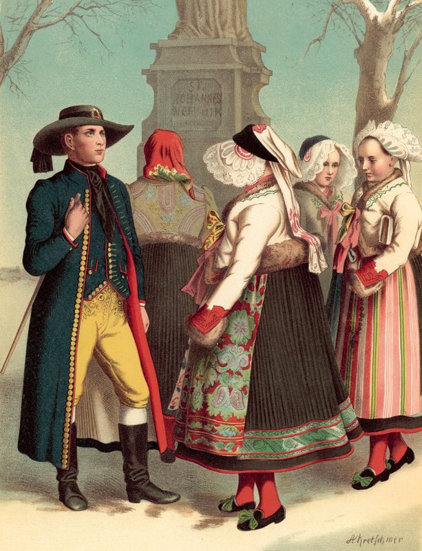 Traje alemão, Bohmen, distrito de Pilsen de Albert Kretschmer