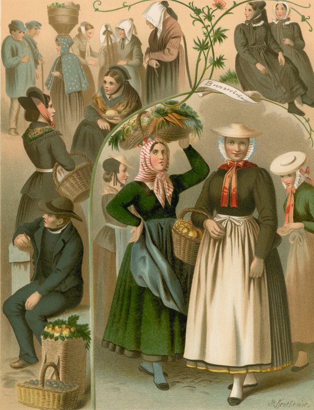 Traje alemão, impressão de Hamburgo e Bremen de Albert Kretschmer