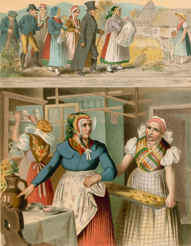 Traje alemão, Prússia (província da Silésia), Buchwald, Fischbach de Albert Kretschmer