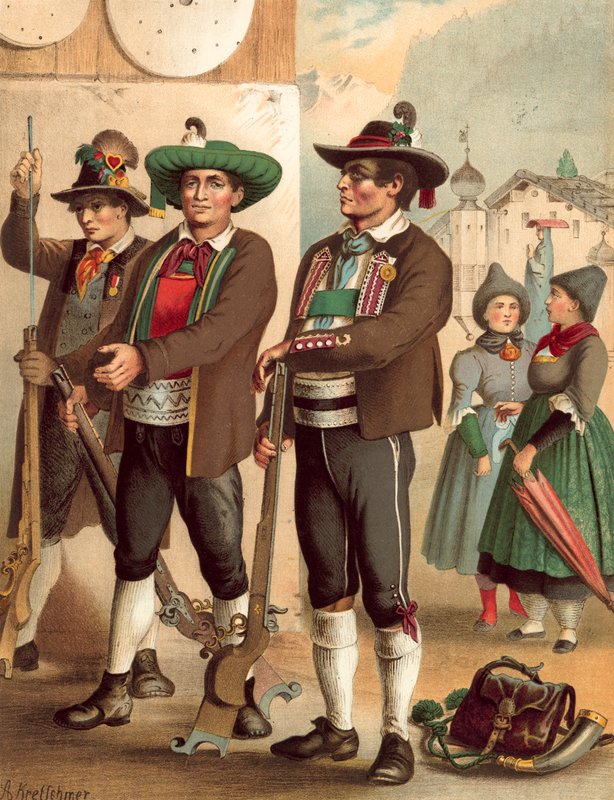 Traje Alemão, Tirol, Oetzthal-Wippthal-Pusterthal de Albert Kretschmer