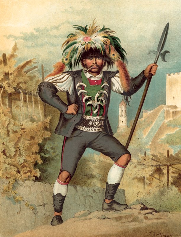 Traje alemão, Tirol, guardião do vinho de Merano de Albert Kretschmer