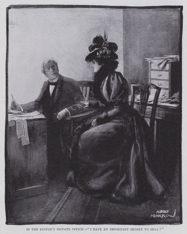 No escritório privado do editor, "Tenho um segredo importante para vender!" (litho) de Albert Morrow
