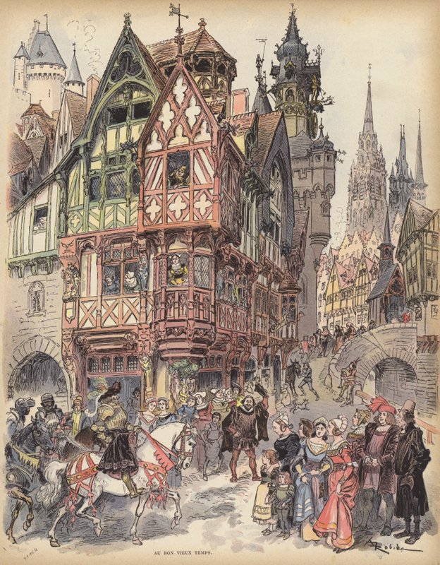 Nos bons velhos tempos (cor litho) de Albert Robida