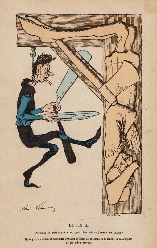 Luís XI, Rei de França (gravura a cores) de Albert Robida