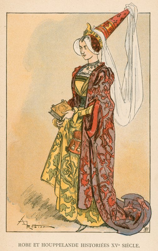 Vestido e Houppelande Historiees XVe Siecle de Albert Robida