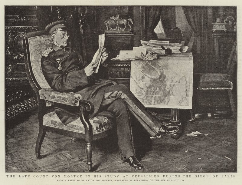 O conde tardio von Moltke em seu estudo em Versalhes durante o cerco de Paris de Albert Sauvert
