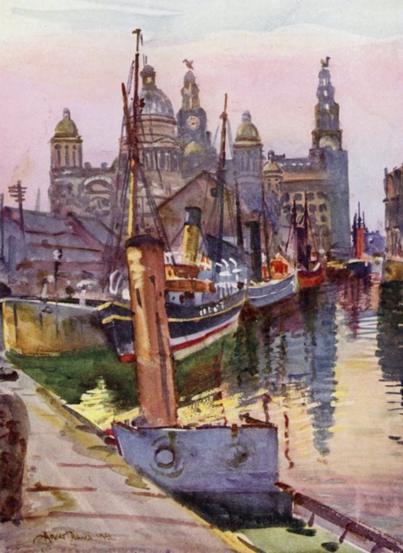 Liverpool, a Doca Canning (cor litho) de Albert Woods