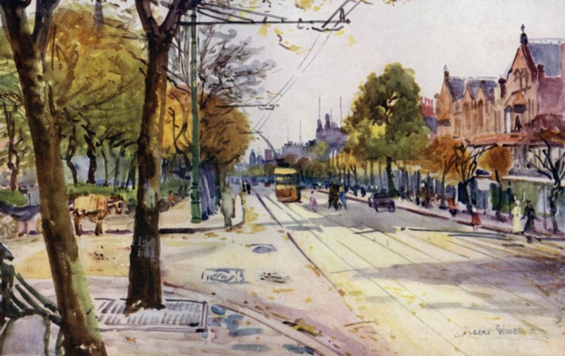 Lord Street, Southport (cor litho) de Albert Woods