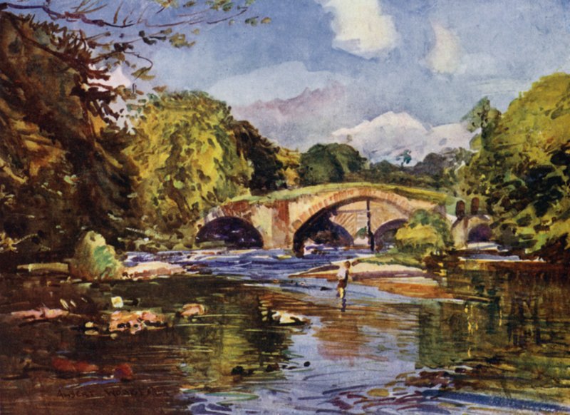 As Pontes de Hodder Inferior (cor litho) de Albert Woods