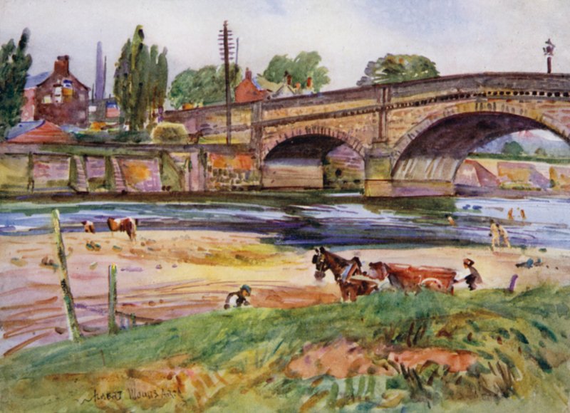 Walton-le-Dale, a Ponte (cor litho) de Albert Woods