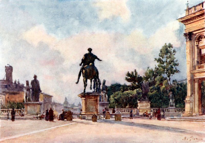 Estátua de bronze de Marco Aurélio no Capitólio de Alberto Pisa