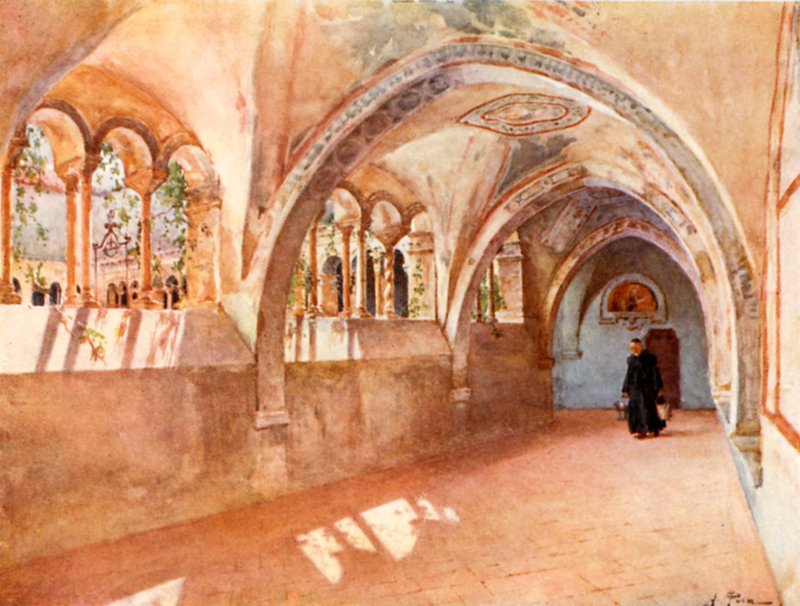 Claustros em Santa Scholastica, Subiaco de Alberto Pisa