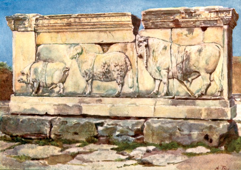 Relevo de mármore do Sacrifício de Ambarvalia, no Fórum de Alberto Pisa