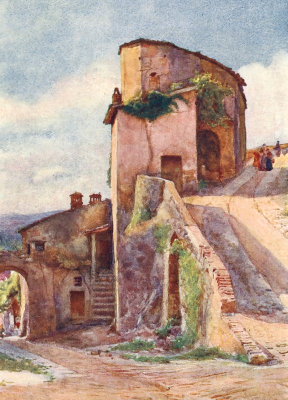 Porta Veneris, Spello (litografia a cores) de Alberto Pisa