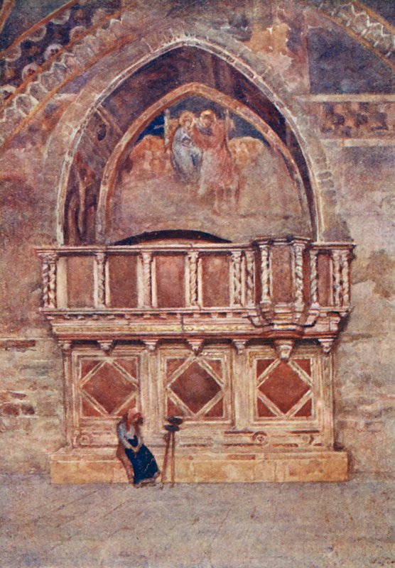 Púlpito, Igreja Baixa, S. Francisco, Assis (litografia a cores) de Alberto Pisa