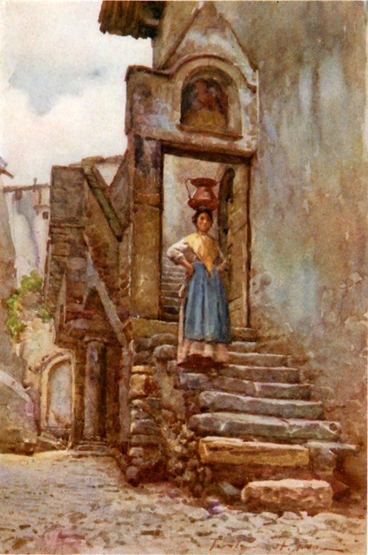 Camponês romano carregando pote de água de cobre de Alberto Pisa