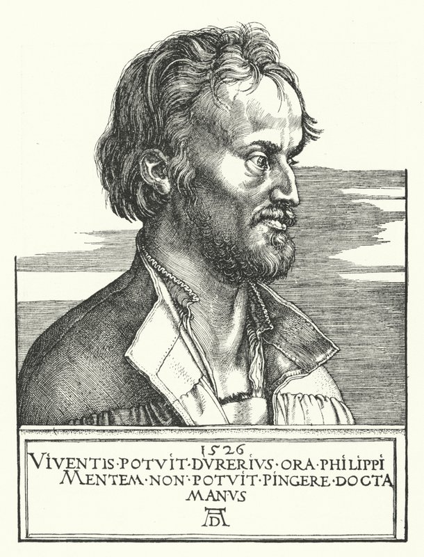 Philipp Melanchthon, reformador luterano alemão de Albrecht Dürer