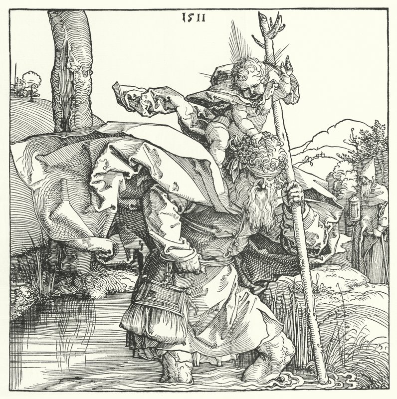 São Cristóvão carregando o Cristo Infante (gravura) de Albrecht (after) Durer or Duerer