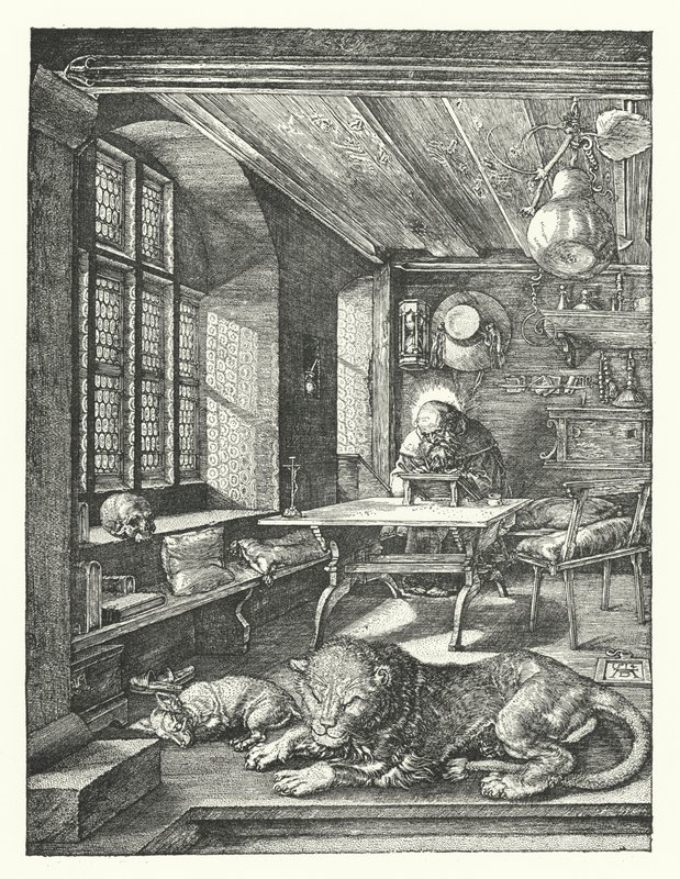 São Jerônimo em Seu Estudo (gravura) de Albrecht (after) Durer or Duerer