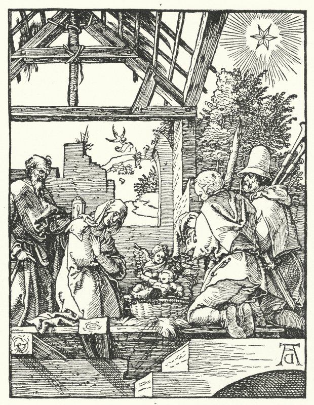 A Adoração dos Pastores (gravura) de Albrecht (after) Durer or Duerer
