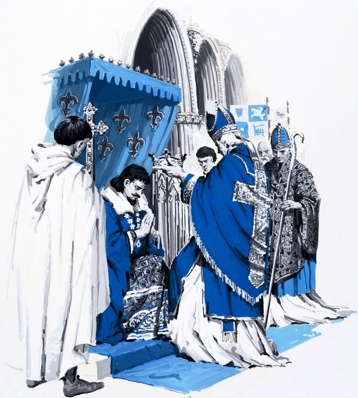 A Guerra dos Cem Anos, de "A História de França" (guache sobre papel) de Alessandro Biffignandi