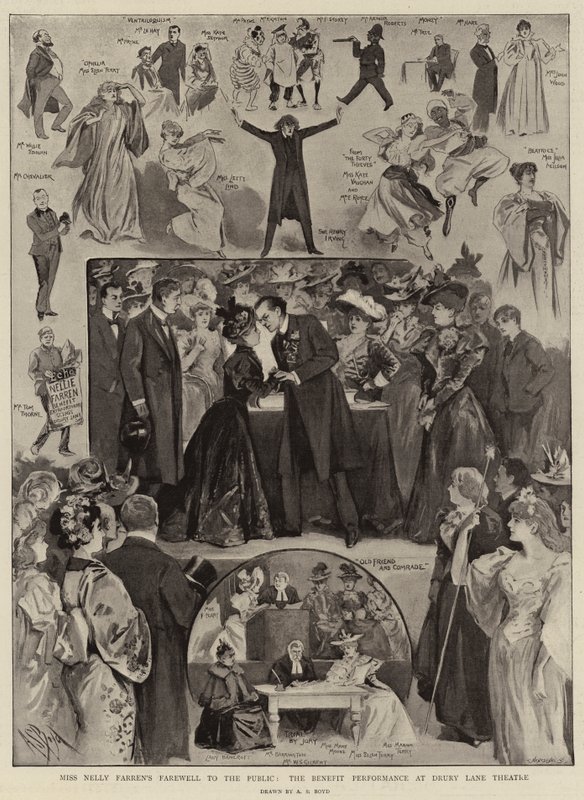 Farewall para o público de Miss Nelly Farren, o desempenho de benefício no teatro Drury Lane de Alexander Stuart Boyd